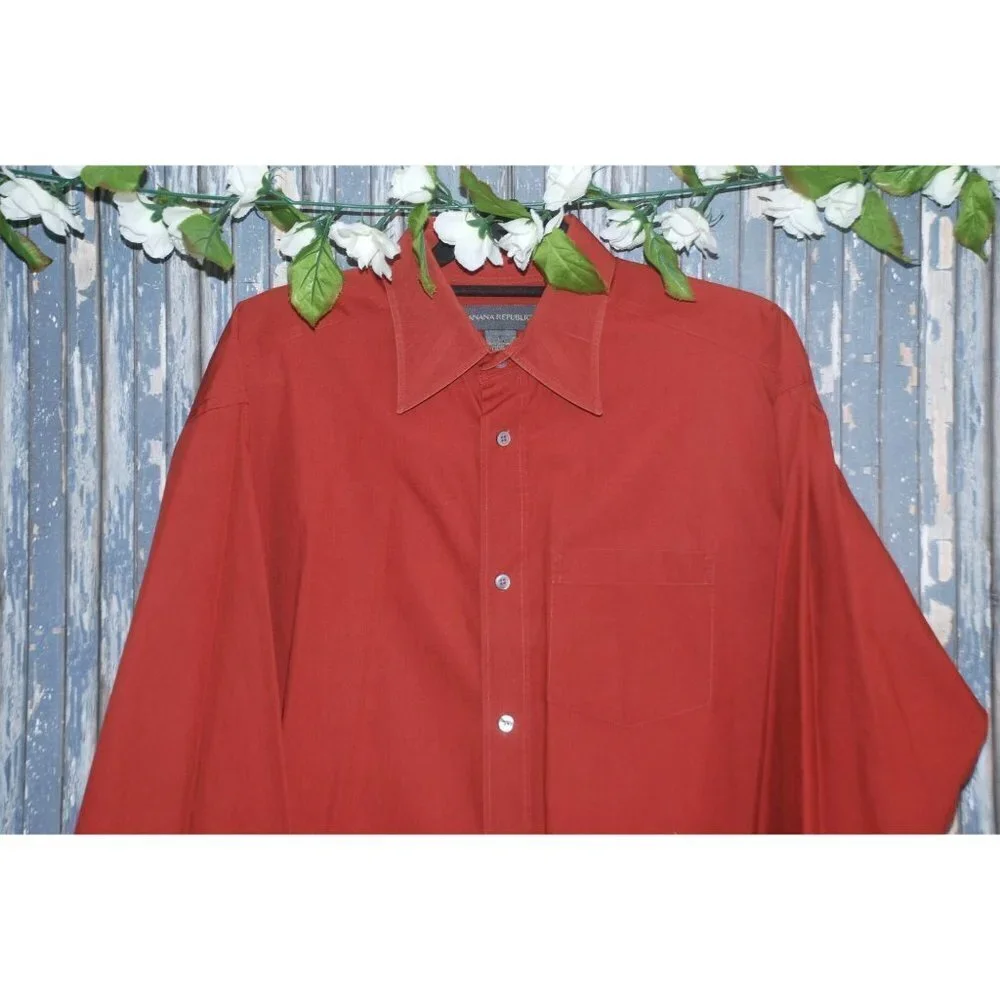Banana Republic Men's Shirt Size L Button Up Long Sleeve Pocket Collar Cotton